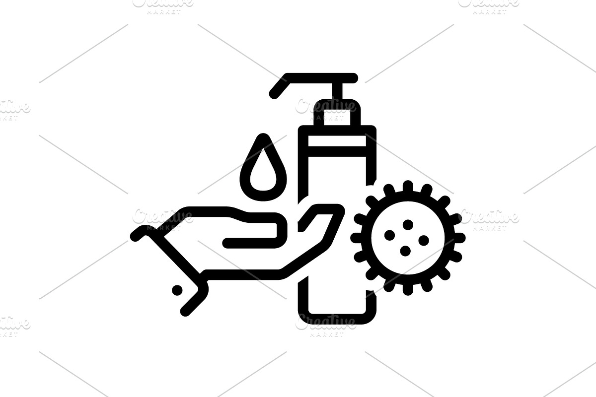 Preventing disinfect black icon, an Outline Icon by Creative priyanka