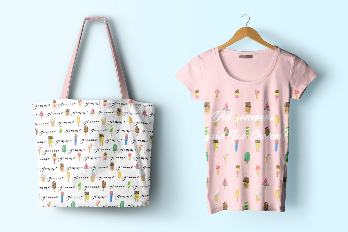Hand-drawn Watercolor Ice Cream, an Illustration by U + Me Studio (Photo 2 of 14)