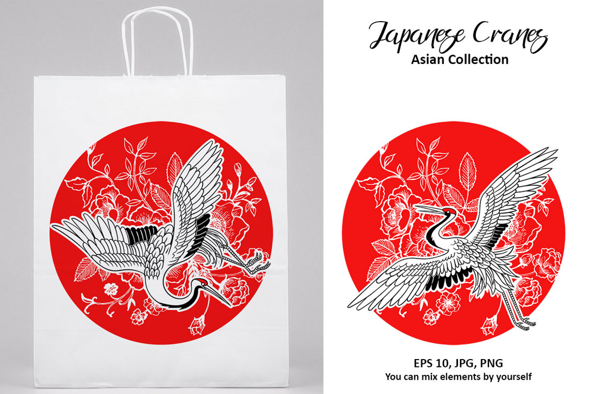 Japanese Cranes. Asian collection., a Pattern Graphic by Anastasia (Photo 6 of 11)