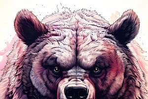 Ferocious roaring bear portrait with intense wild energy, an Animal Illustration by GoodGoods