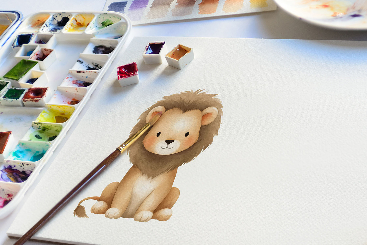 Cute Safari Animals Watercolor, an Animal Illustration by Deckar_art (Photo 4 of 6)