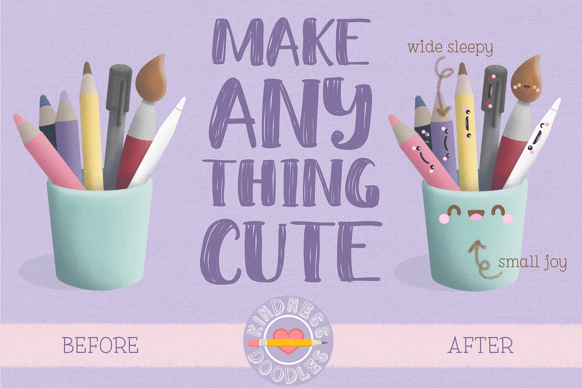 Cutie Faces Procreate Stamp Brushes, a Brush Add-On by KindnessDoodles (Photo 5 of 5)