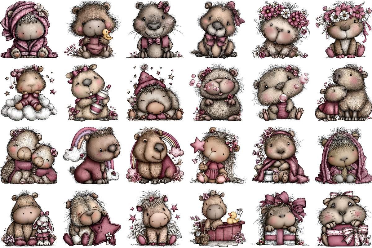 Cute Capybara Nursery Clipart, an Animal Illustration by Sublimation Artist (Photo 2 of 6)