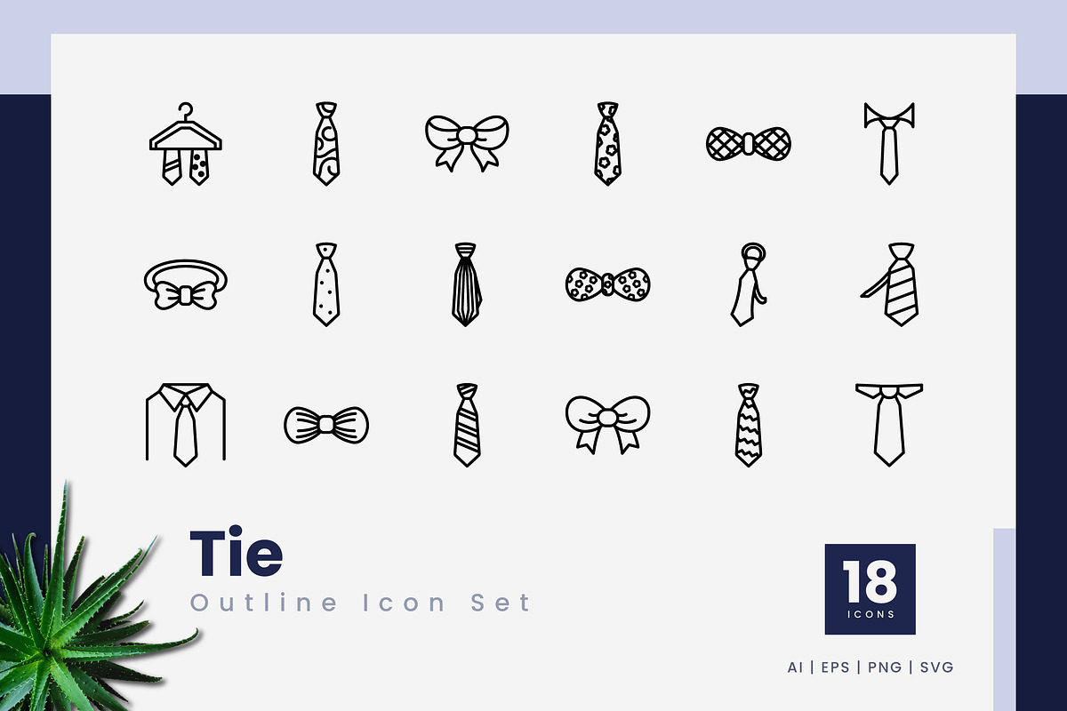 Tie Outline Icons, an Outline Icon by Zeer Graphic (Photo 2 of 2)