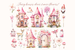 Watercolor Pink Fairy Clipart