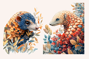 Watercolor Caricature Pangolins, an Animal Illustration by PrintHaven Designs (Thumbnail 5 of 8)
