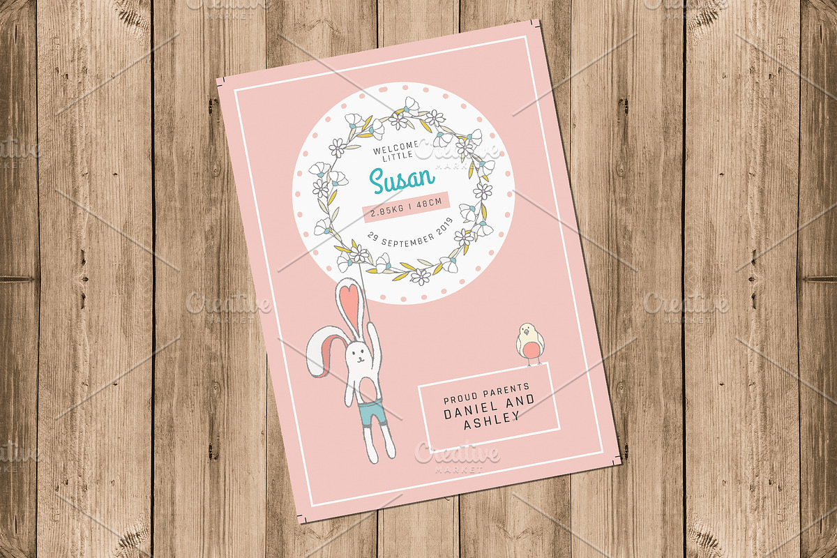 Baby Announcement Card, a Card Template by Cyrah's Collection (Photo 3 of 3)