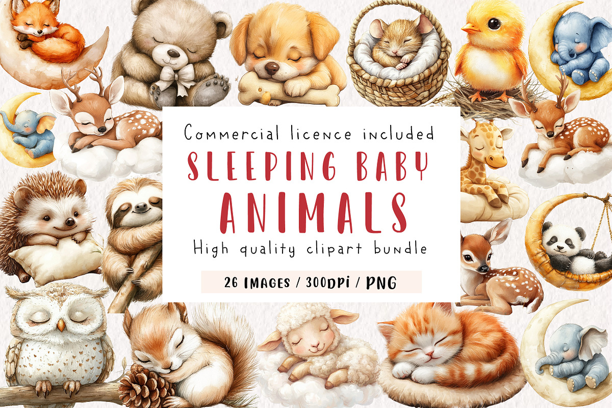 Sleeping Baby Animals, Neutral Baby, an Illustration by CreationArt (Photo 1 of 9)