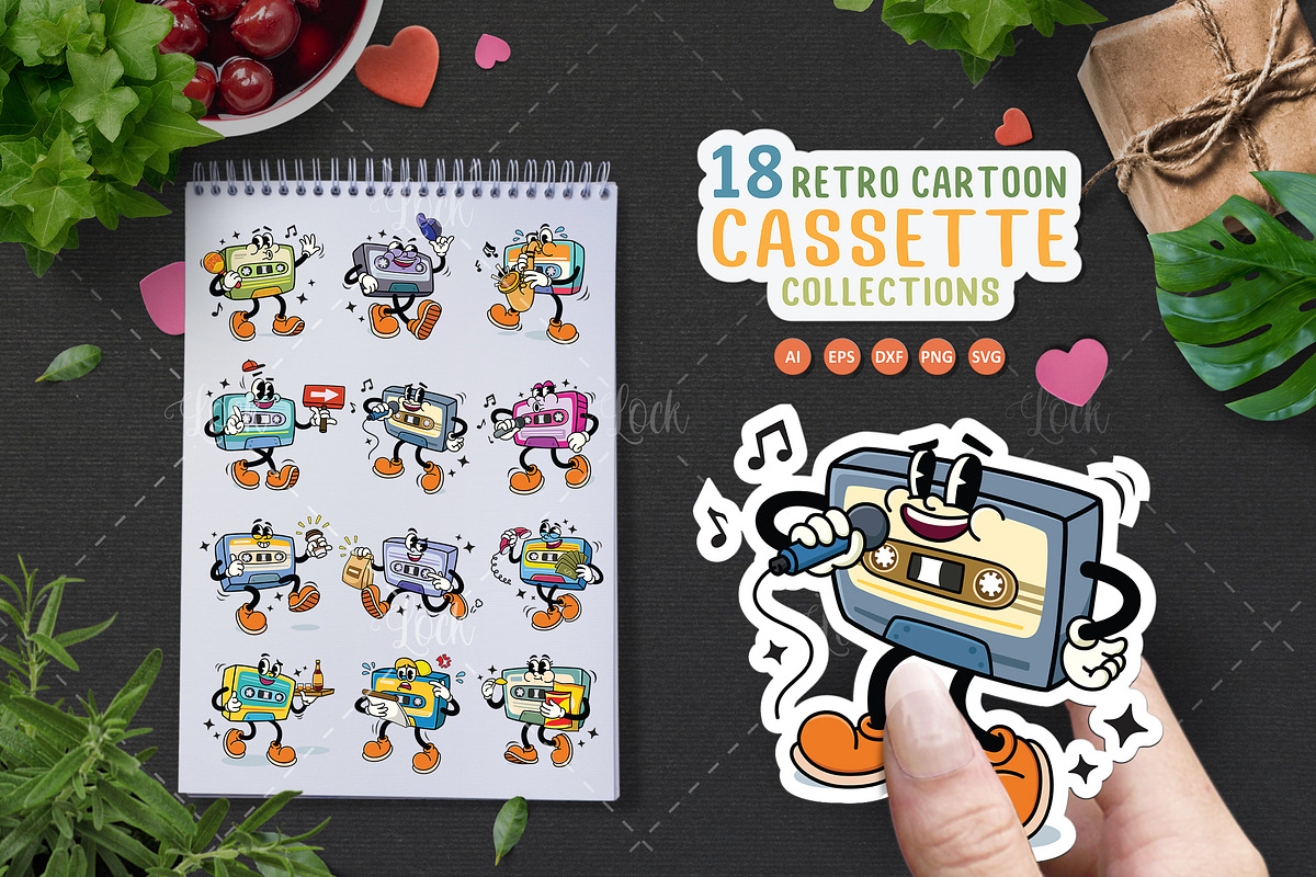 Retro Cassette Tape Cartoon, a Technology Illustration by Allmostudio (Photo 1 of 2)