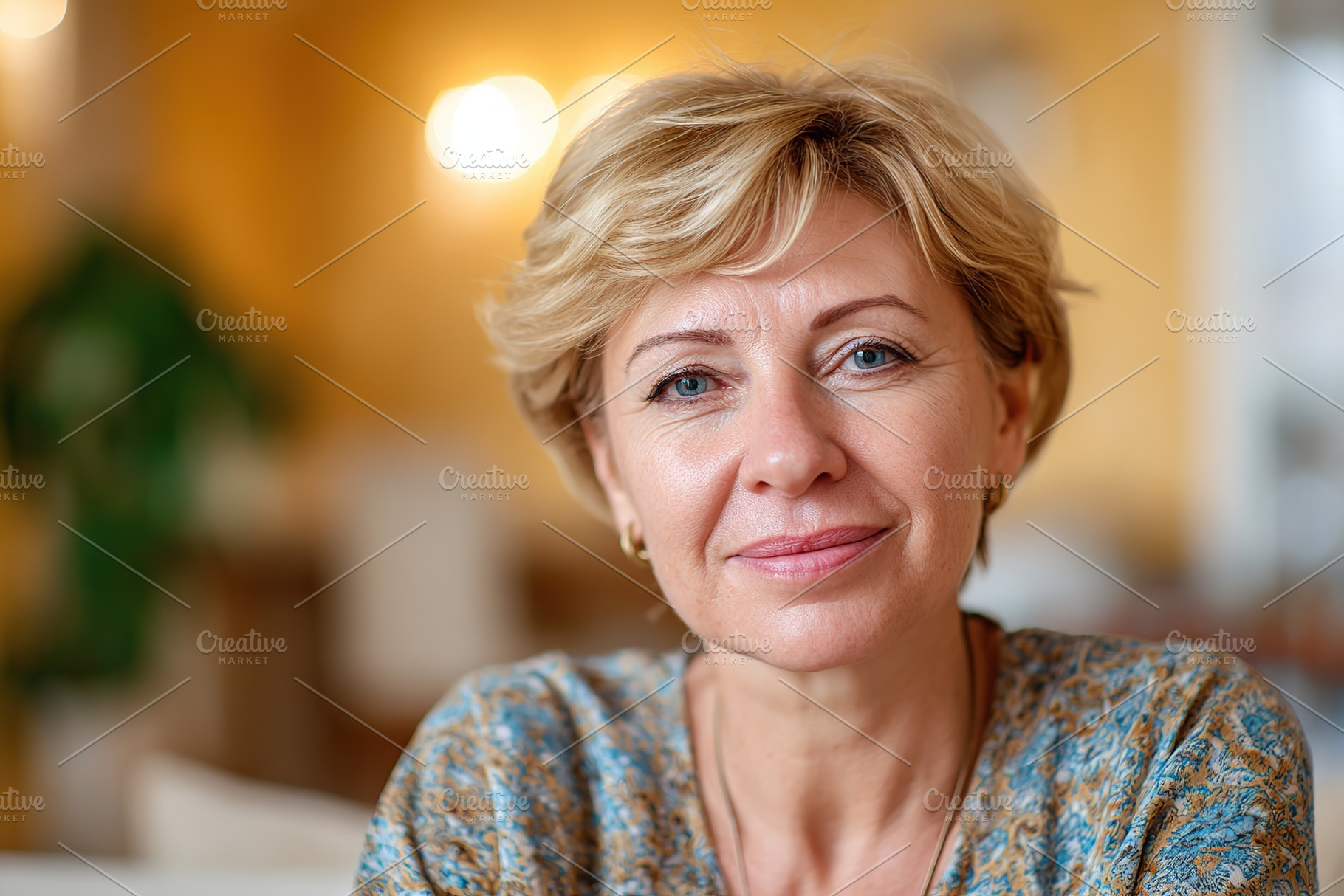 Woman seated in a relaxed atmosphere, smiling warmly at the camera in a cozy ca, a Person Photo by AlyaAnd