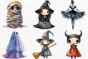 Watercolor Halloween Doll Clipart, an Illustration by Canvas Craft (Thumbnail 4 of 8)