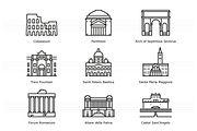 Landmarks of Italy - Rome, an Outline Icon by Jozsef Balazs-Hegedus (Thumbnail 2 of 7)