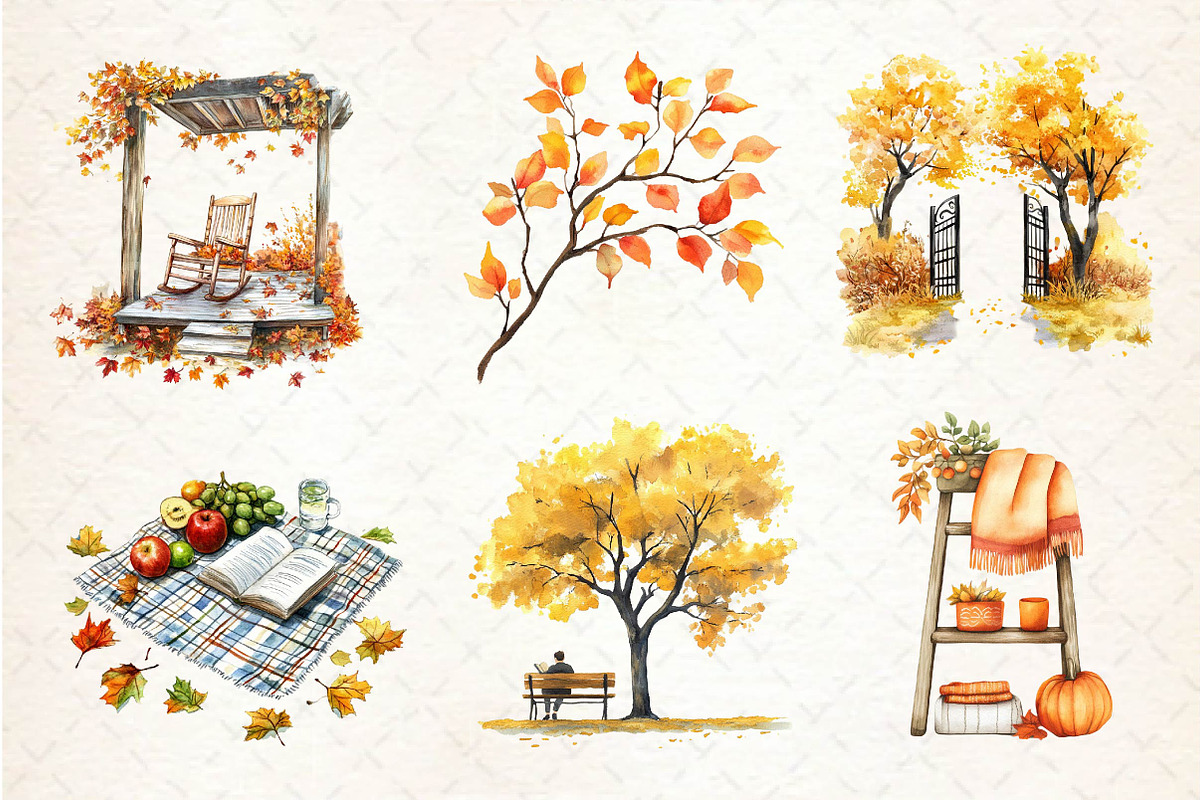 Serene Autumn Day Clipart, an Illustration by Dream Creation (Photo 3 of 4)
