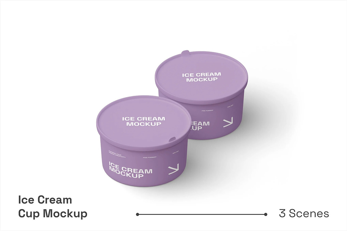 Ice Cream Cup Mockup, a Packaging Mockup by renderstockmarket (Photo 1 of 4)