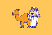Arabic Moslem Boy Stand With Camel, an Animal Illustration by Artstorystudio (Thumbnail 2 of 3)