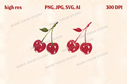 Retro Cherry Illustrations PNG & SVG, an Object Graphic by Marie T (Thumbnail 7 of 12)