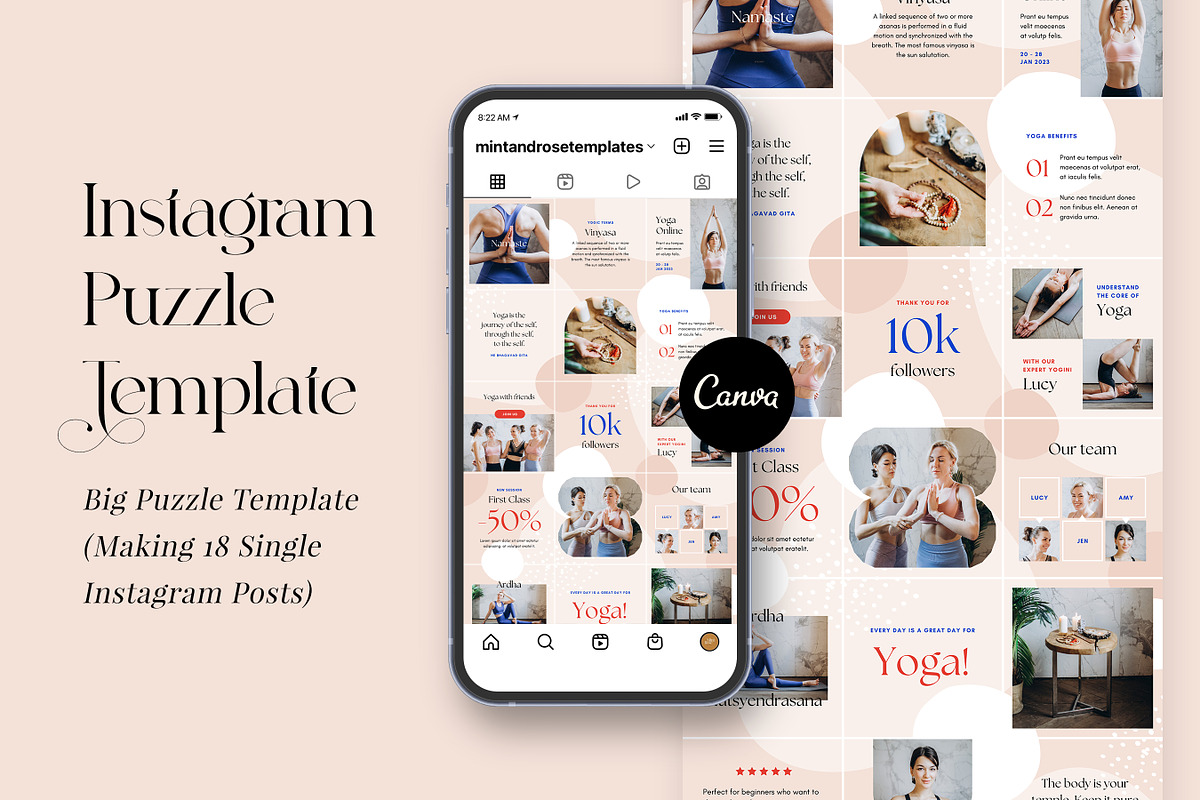 Instagram Puzzle Template in CANVA, a Social Media Template by RWstudio (Photo 1 of 8)