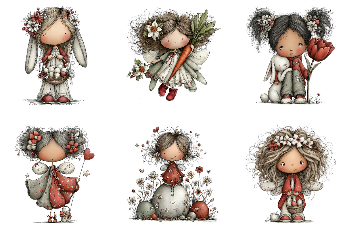 Whimsical easter fairy clipart, an Illustration by CreationArt (Photo 3 of 7)