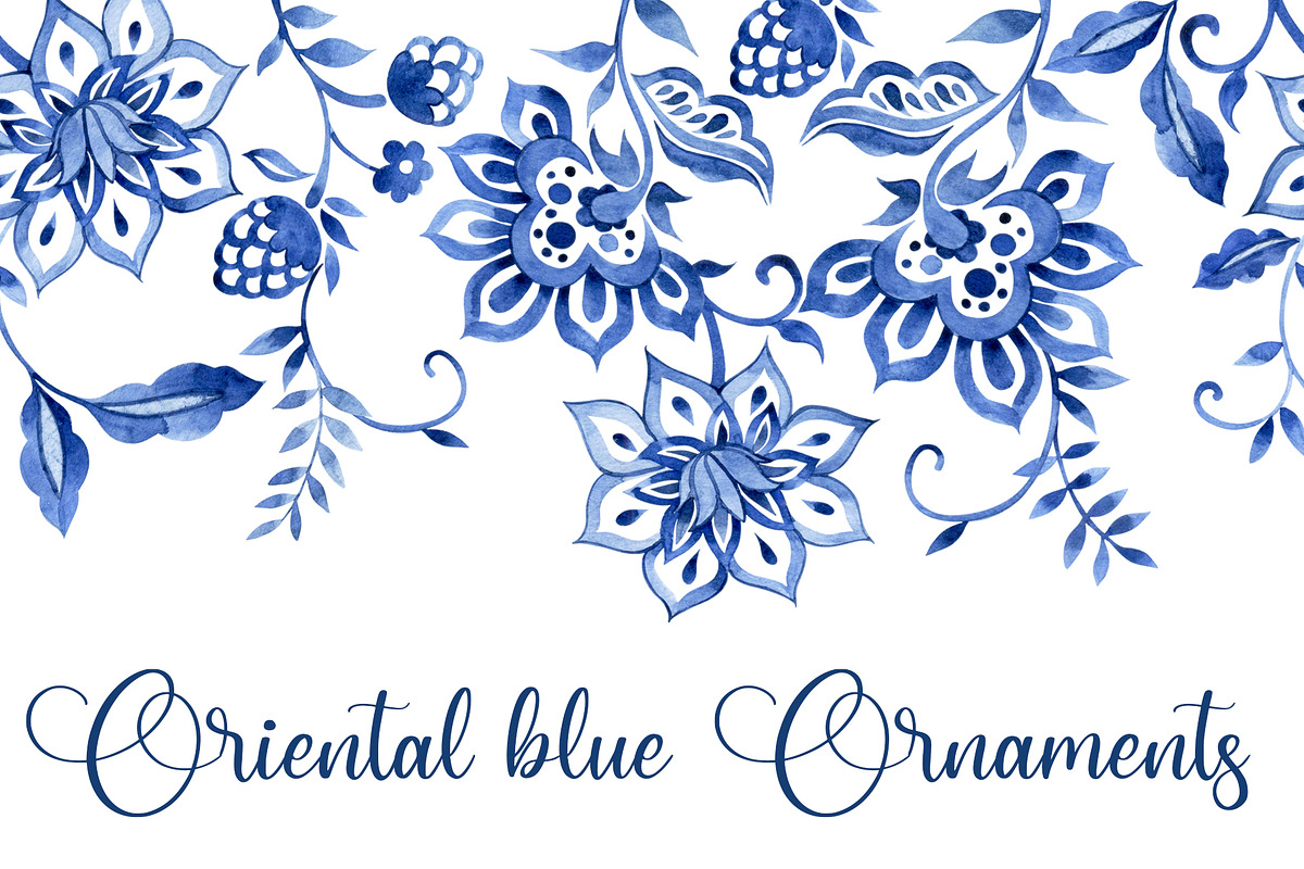Oriental blue patterns collection, a Decorative Illustration by made by Tanya (Photo 1 of 5)