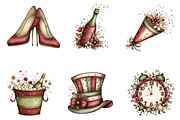 Watercolor Happy New Year Clipart, an Illustration by designcity5 (Thumbnail 3 of 5)