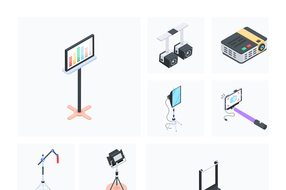 Video Equipment Isometric Icons, a Duotone Icon by Vectors Market (Photo 6 of 9)