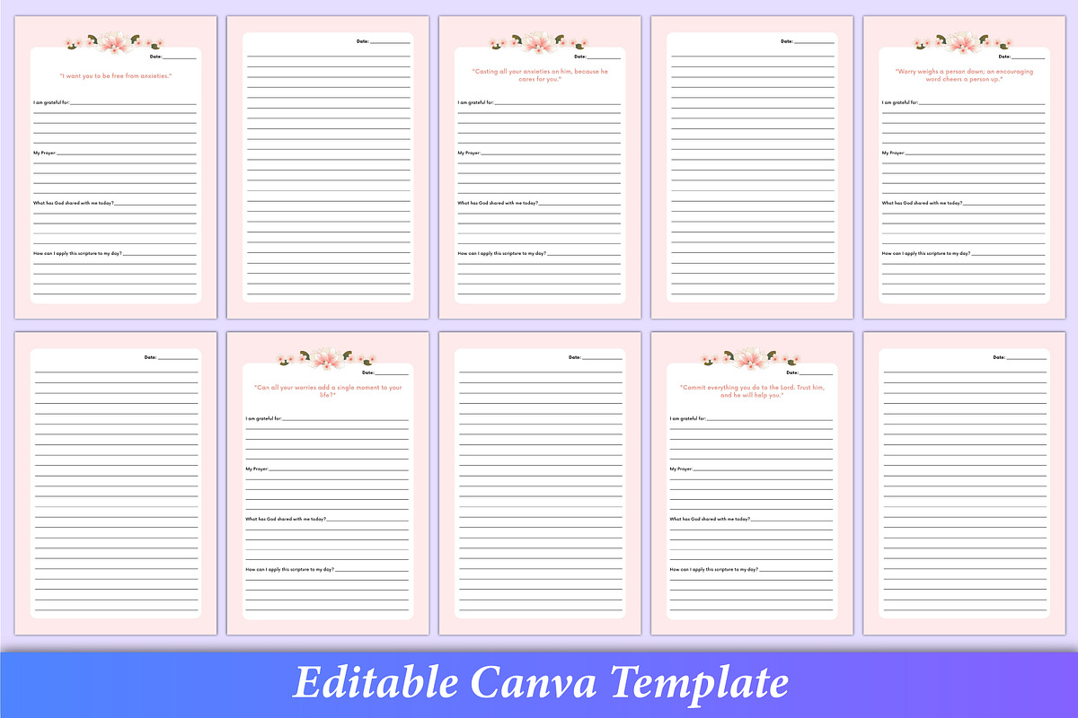 Editable 21-Day Prayer Journal Canva, a Stationery Template by Mustafiz (Photo 3 of 3)