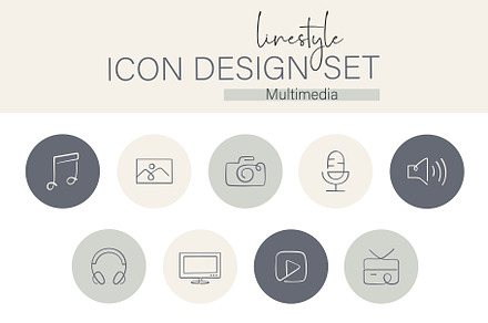 Linestyle Icon Design Set Multimedia, an Outline Icon by pepulousdsg
