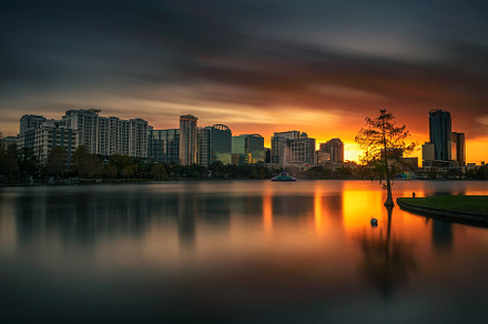 Sunset at Lake Eola, Orlando, an Architecture Photo by Nick Fox