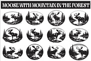 Moose with mountain in the forest, an Illustration by Amazin_art (Thumbnail 1 of 13)