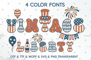 Vintage Liberty - 4 Color Fonts