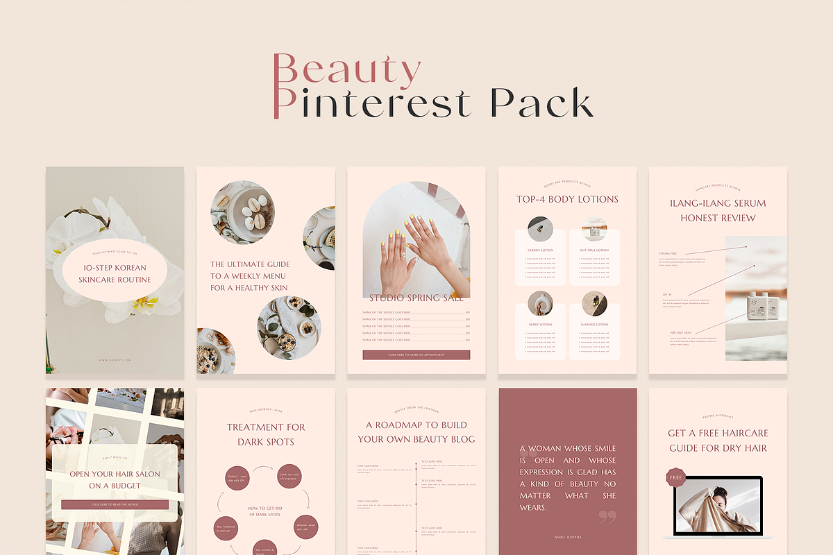 Beauty Pinterest Pack | Canva, a Social Media Template by Ralony (Photo 10 of 10)