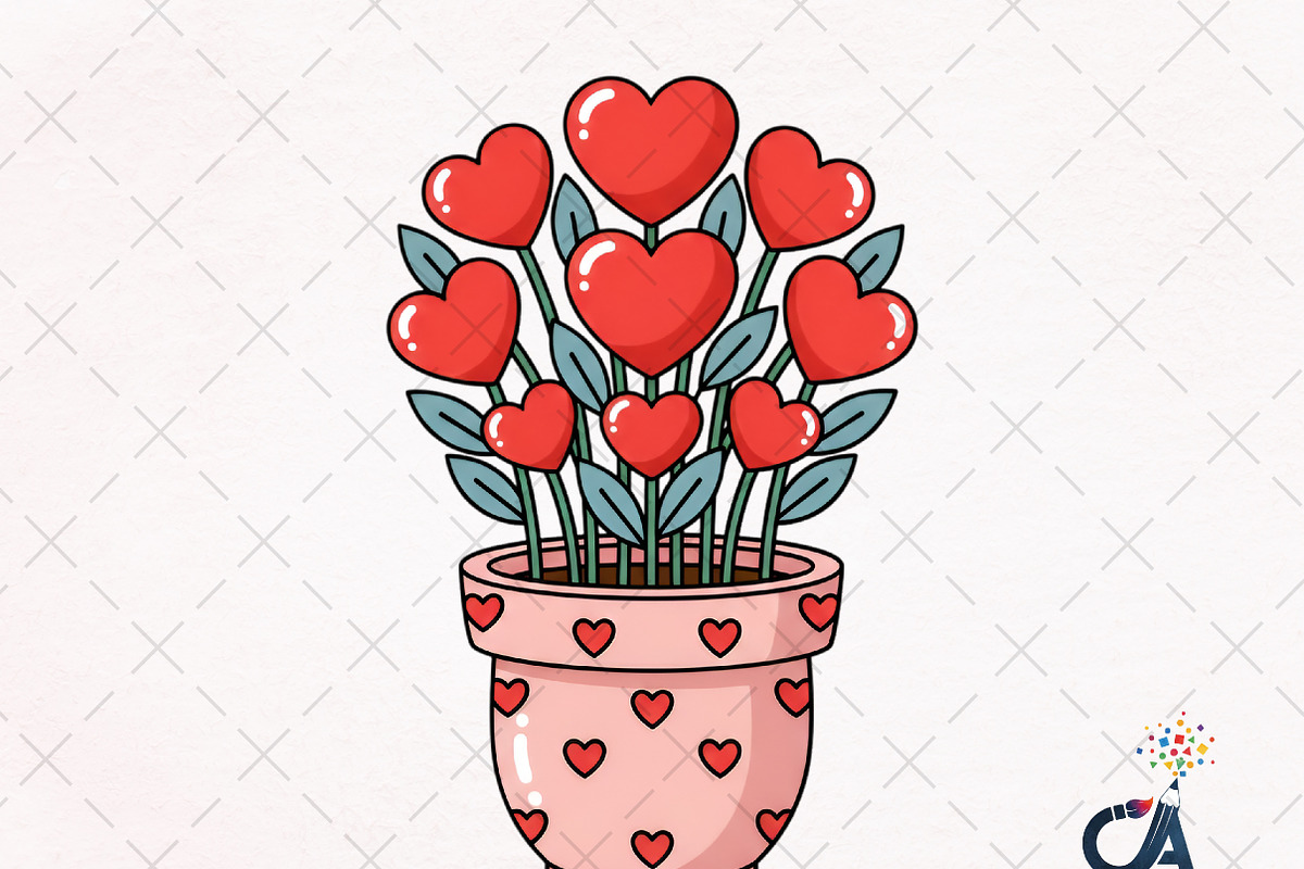 Valentine's Day Pot Png Sublimation, an Illustration by Creative Art (Photo 1 of 6)