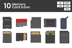 10 Memory Card Flat Icons, an Emoji Icon by erifqizeicon