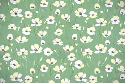 White flowers on green, seamless