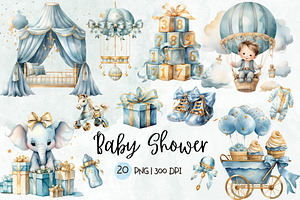 Baby Shower Watercolor Clipart