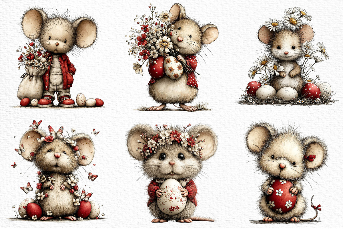 Whimsical Easter Mouse Clipart Png, an Illustration by Craft Nest (Photo 4 of 11)