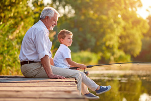 Grandfather and Boy Fishing by a Lake, a Sports & Recreation Photo by Davizro's Market