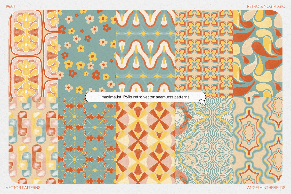 Funky 60s Vector Patterns, a Pattern Graphic by angelainthefields (Photo 4 of 9)