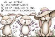 Whimsical Bunny Clipart, an Illustration by Pixels.Craft (Thumbnail 2 of 5)