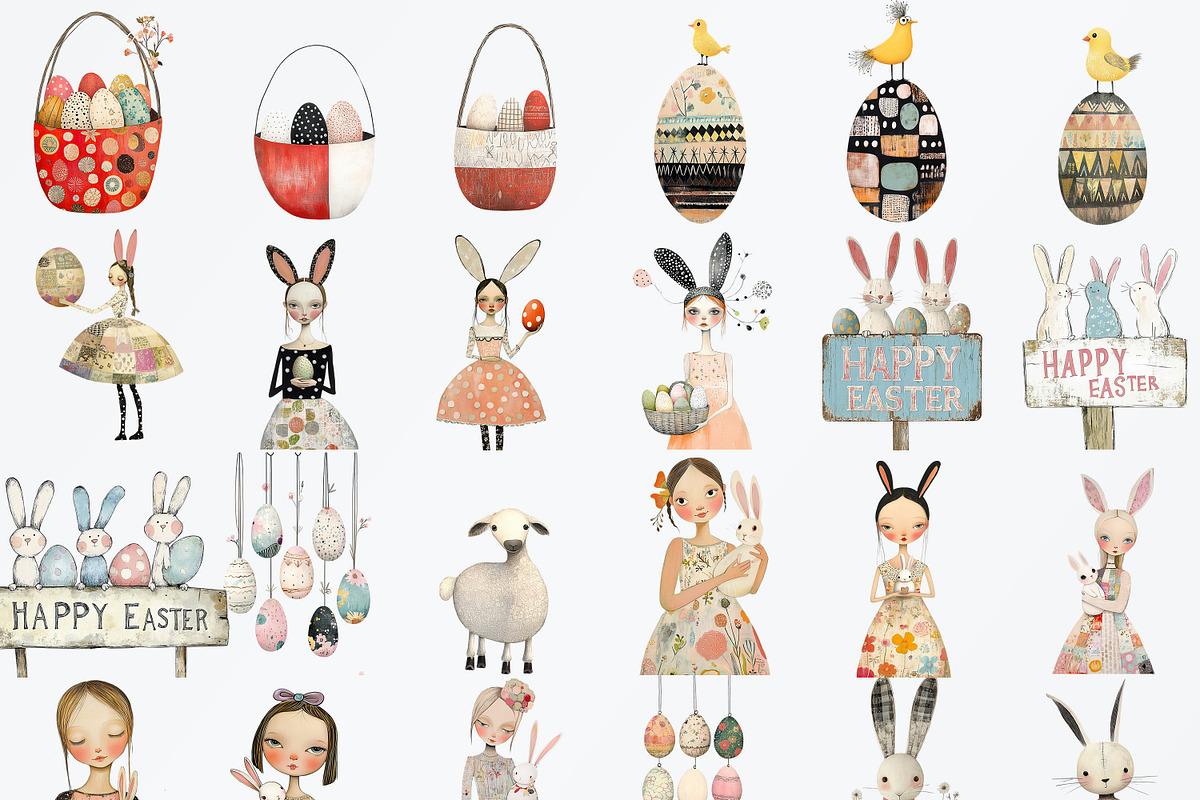 Whimsical Easter Clipart Bundle, a Decorative Illustration by Fusion Dream (Photo 3 of 10)