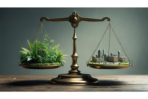 Golden balance scale comparing, an Illustration by tilialucida