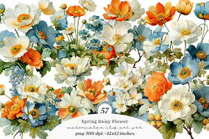 Spring daisy flower clipart, an Illustration by SinaCreation