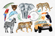 Watercolor Summer Safari Clipart Set, an Animal Illustration by MiracleArtAndDesign (Thumbnail 1 of 3)