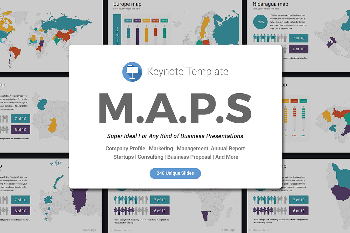 All World Maps Keynote infographics, a Presentation Template by SlideOne