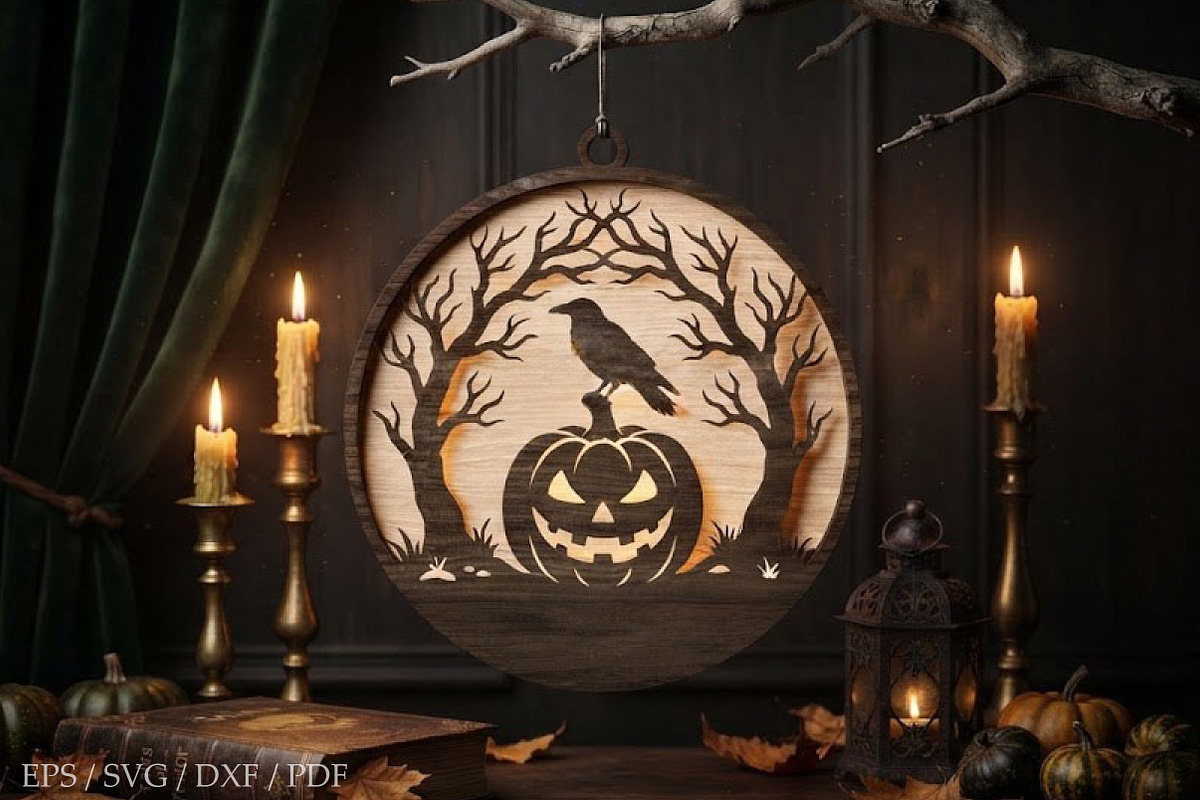 Raven Halloween Laser Cut SVG,, an Object Graphic by Libby Wishes (Photo 3 of 3)