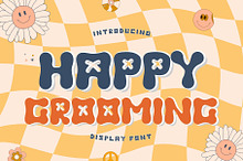 Happy grooming is a cute groovy font