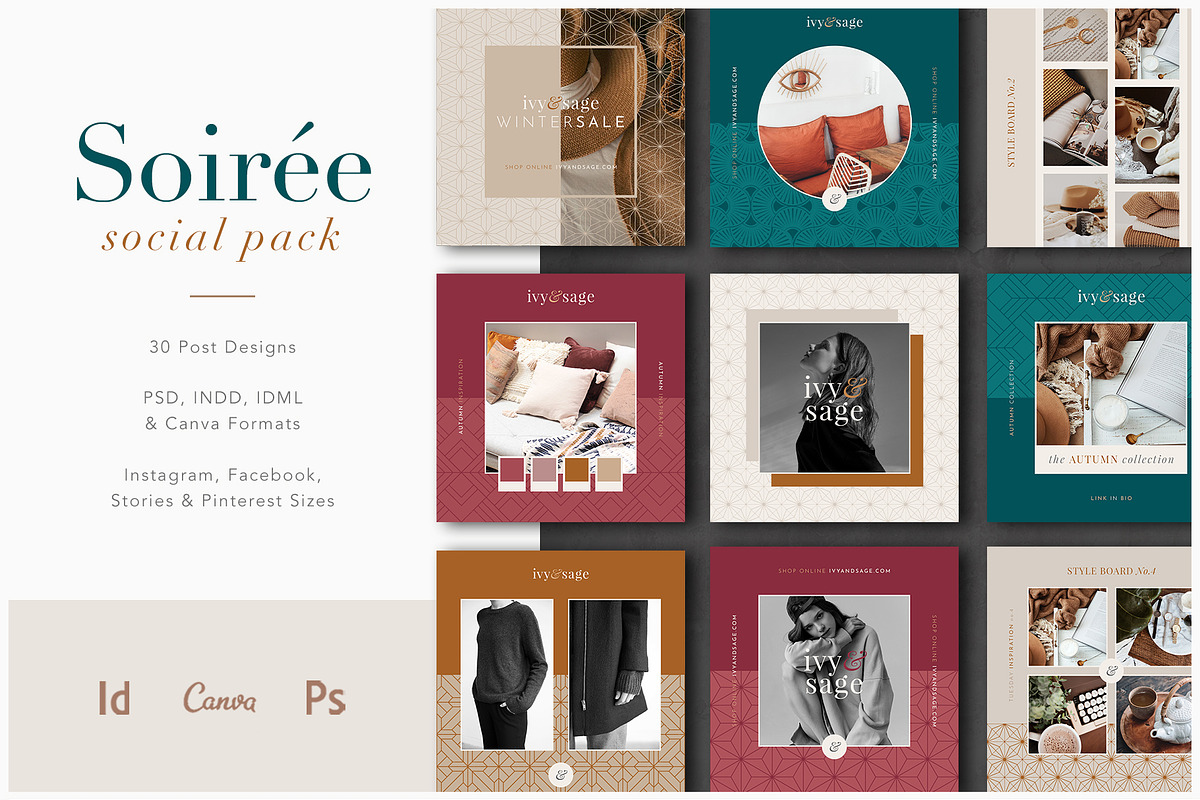 Soirée | Social Media Pack, a Social Media Template by Marigold Studios (Photo 1 of 12)