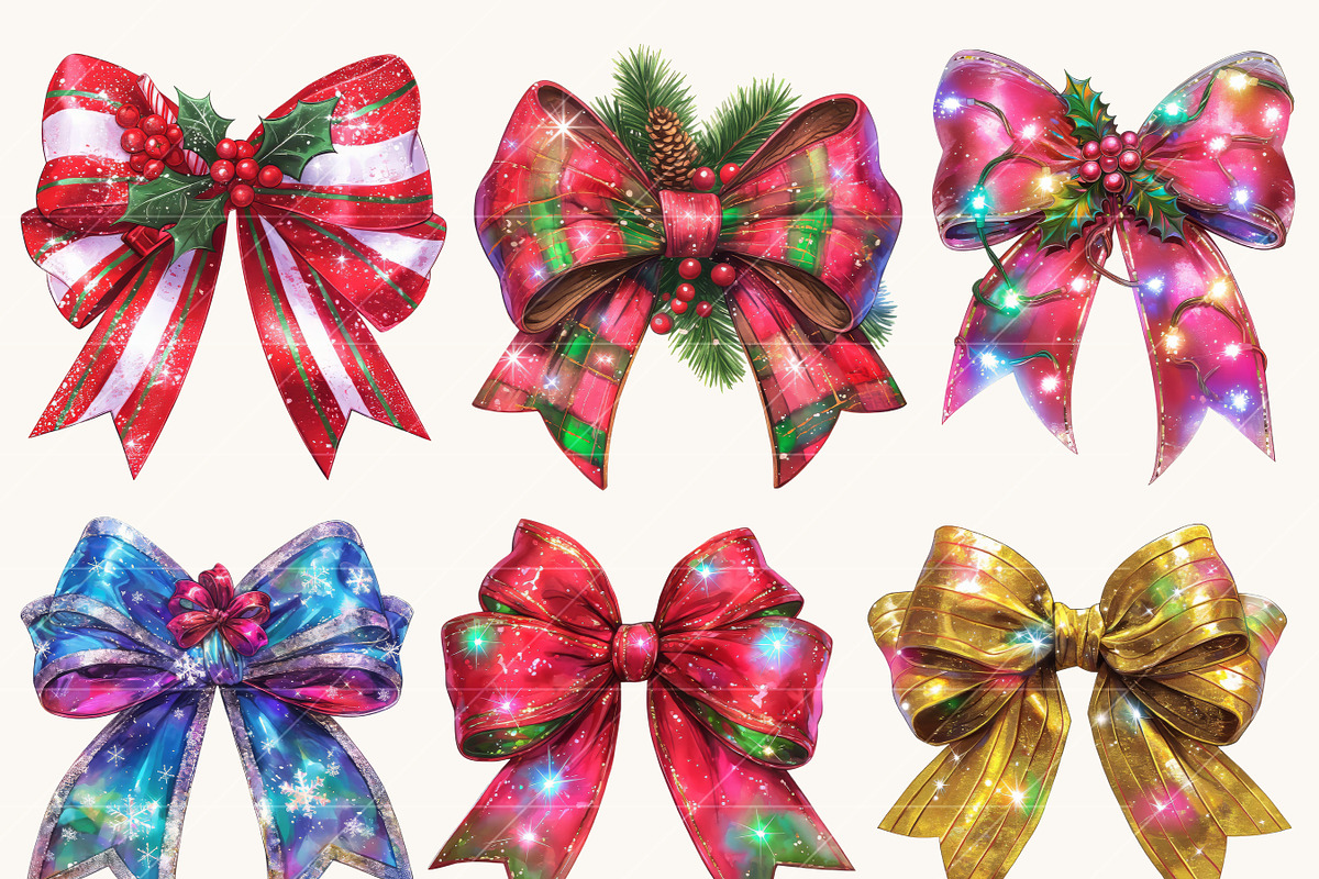Watercolor Christmas Bow Clipart, a Decorative Illustration by BusyDaydesign (Photo 4 of 9)