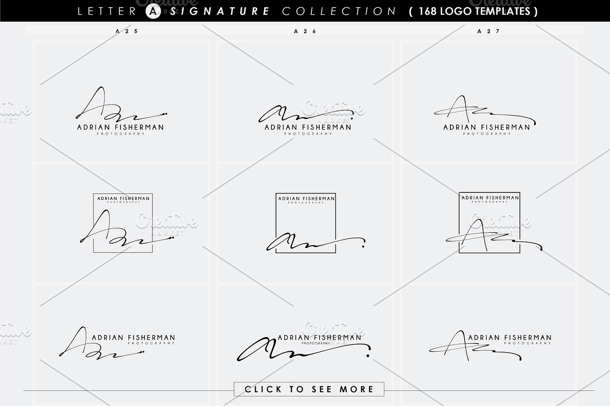 168 LETTER A SIGNATURE monogram logo, a Branding & Logo Template by Whimsical Logoshop (Photo 14 of 16)
