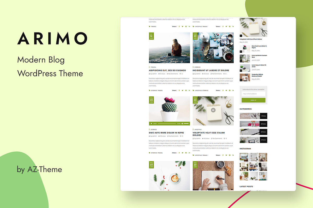 Modern Blog WordPress Theme - Arimo, a WordPress Template by AZ-Theme (Photo 2 of 3)